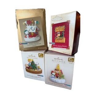 NEW Peanuts Gang Set Of 4 VTG Ornaments Hallmark Charlie Brown Christmas Tree